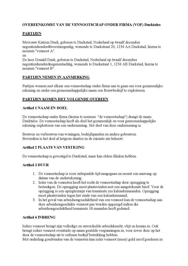 VOF formaliseren