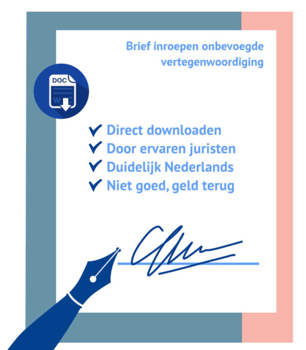 Brief inroepen onbevoegde vertegenwoordiging